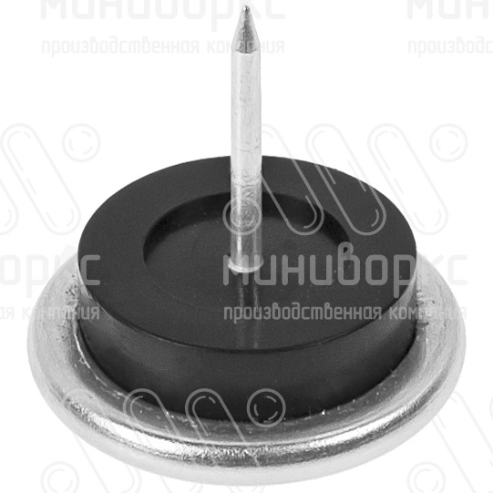 Подпятник пластиковый круглый Ø19 мм с гвоздем, с металлическим основанием, цвет черный – Г19МС - 1
