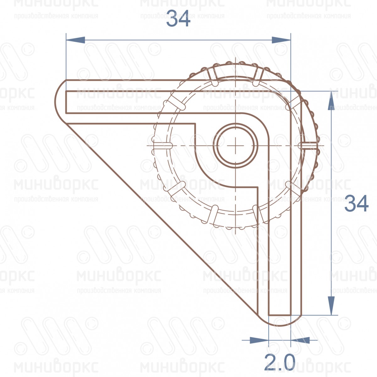 Комплекты опор для уголков и резьбовых опор 34x34 – U34-34M8.D32x50G | картинка 6